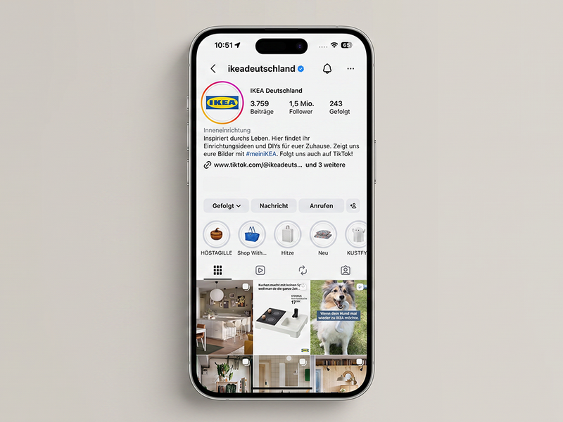 Mockup des Ikea Deutschland Instagram Accounts