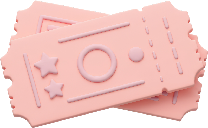 Zwei rosafarbene Tickets mit Sternen liegen übereinander