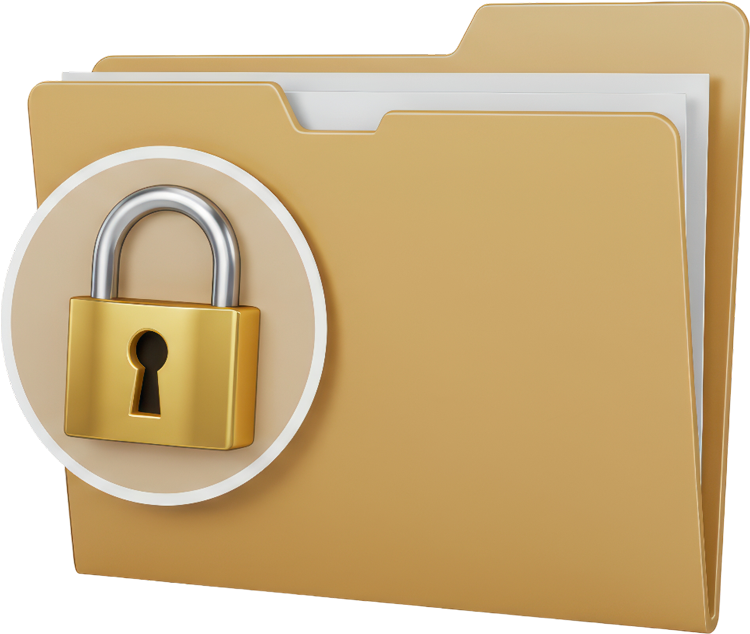 Gelber Ordner mit einem Vorhängeschloss darauf, Symbol für Datensicherheit